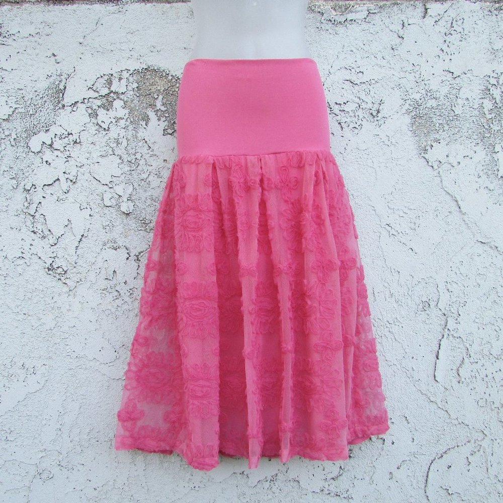 Carilyn Vaile pink lace midi skirt M
